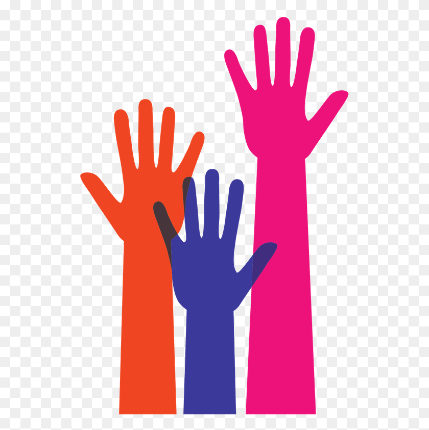 531x783 Orange Purple And Pink Raised Hands Student Needs, Hand, Clothing, Apparel HD PNG Download