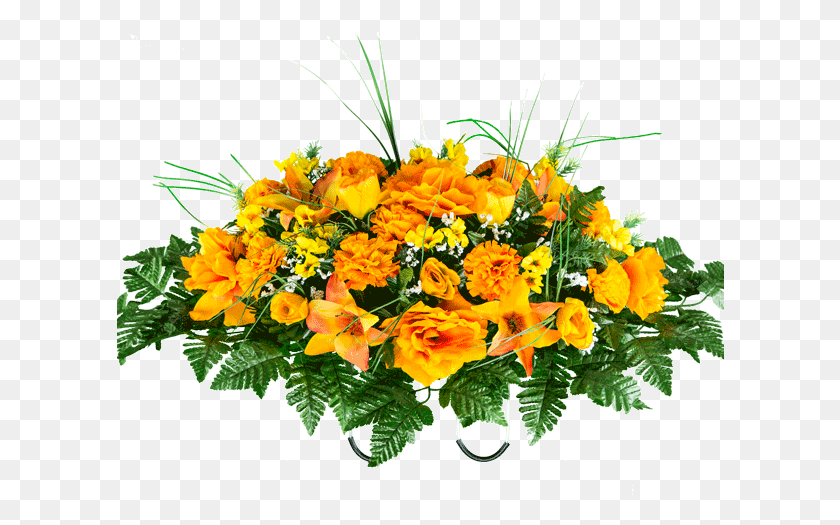 608x465 Orange Roses With Lilies And Carnations Rose Yellow Orange, Plant, Flower, Blossom HD PNG Download