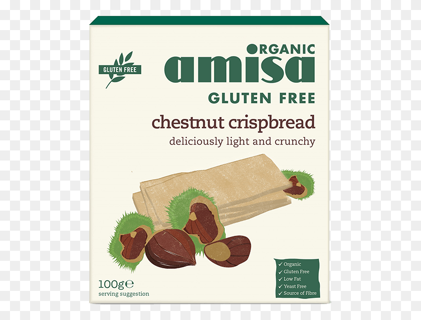 487x578 Organic Chestnut Crispbread Amisa Chestnut Crispbread, Dessert, Food, Cream HD PNG Download