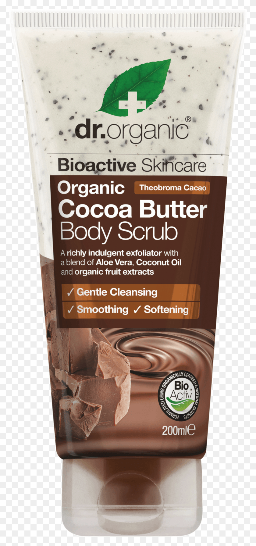 901x2000 Organic Cocoa Butter Body Scrub, Bottle, Label, Text HD PNG Download