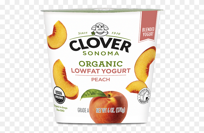 511x487 Organic Low Fat Peach Yogurt Clover Yogurt Low Fat, Plant, Fruit, Food HD PNG Download