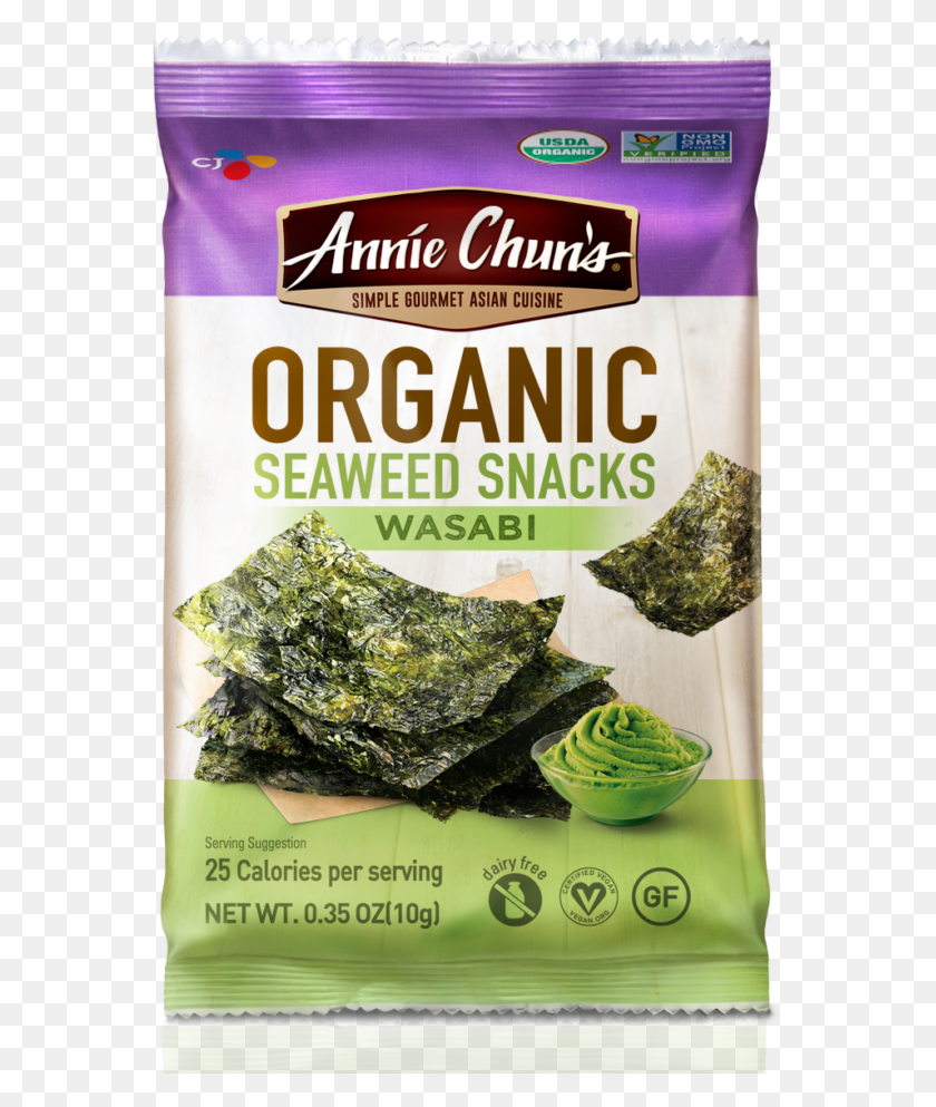 571x933 Organic Wasabi Seaweed Snacks Annie Chun39s Organic Seaweed Snacks, Plant, Kale, Cabbage HD PNG Download