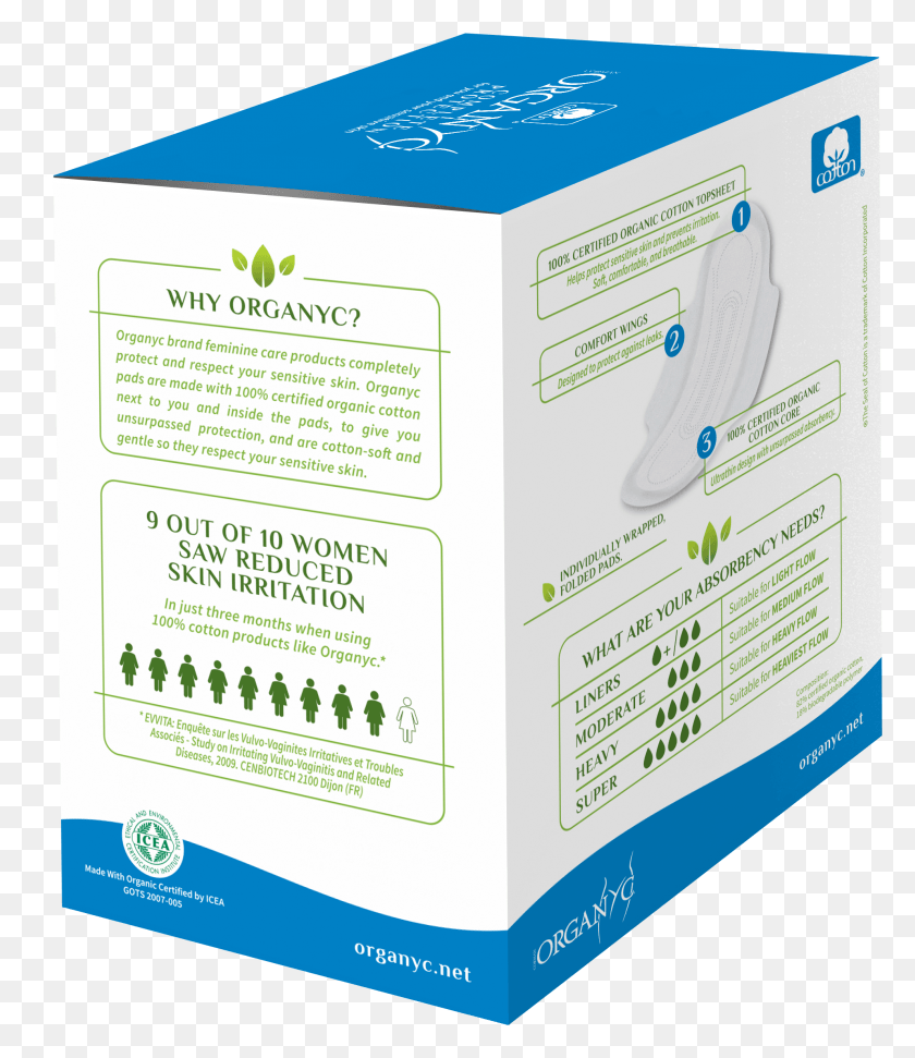 1983x2318 Organyc 100 Certified Organic Cotton Feminine Pads Box, Flyer, Poster, Paper HD PNG Download