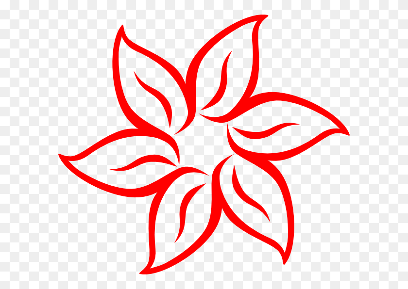 600x536 Оригинальный Файл Клипа Красный Цветок Контур Svg Изображения, Логотип, Символ, Товарный Знак Hd Png Скачать