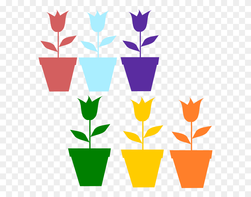 582x599 Original Clip Art File Tulips In Pot Silhouettes, Plant HD PNG Download