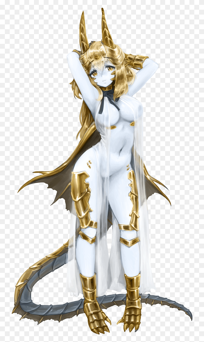 747x1344 Original Loading Gold Dragon Dnd Girl Naked, Clothing, Apparel, Figurine HD PNG Download