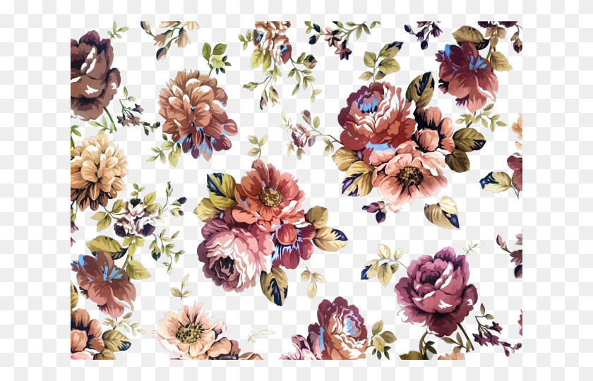 640x480 Original Vintage Flower Background, Floral Design, Pattern, Graphics HD PNG Download