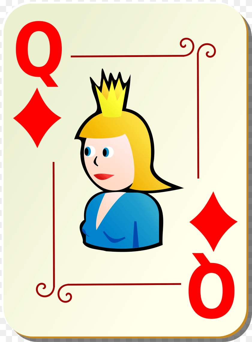 1415x1920 Ornamental Deck Queen Of Diamonds Clipart, Number, Symbol, Text, Face PNG