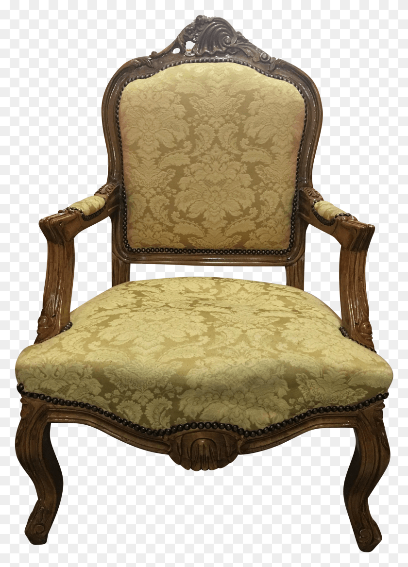 2417x3436 Ornate Carved Gold Accent Chair Chairish Yellow Gold Chair Descargar Hd Png