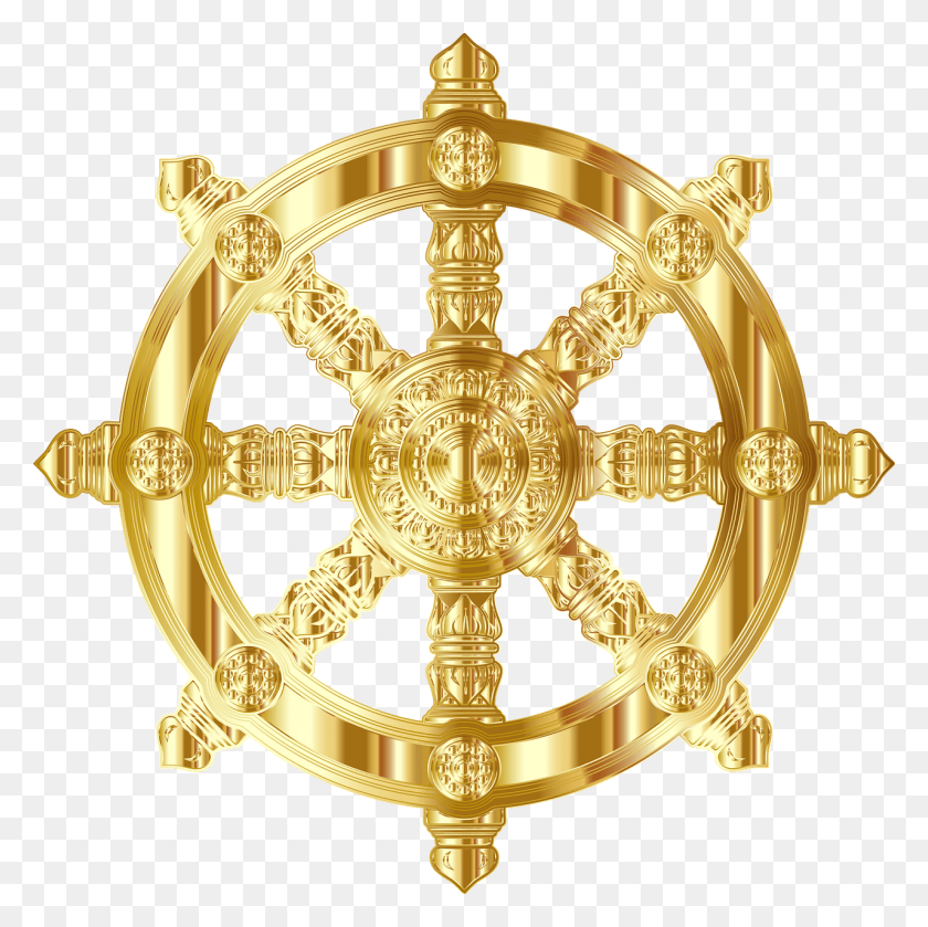 1280x1279 Изысканное Декоративное Изображение Колеса Дхармы Золотой Буддийский Символ, Люстра, Лампа, Кристалл Png Скачать