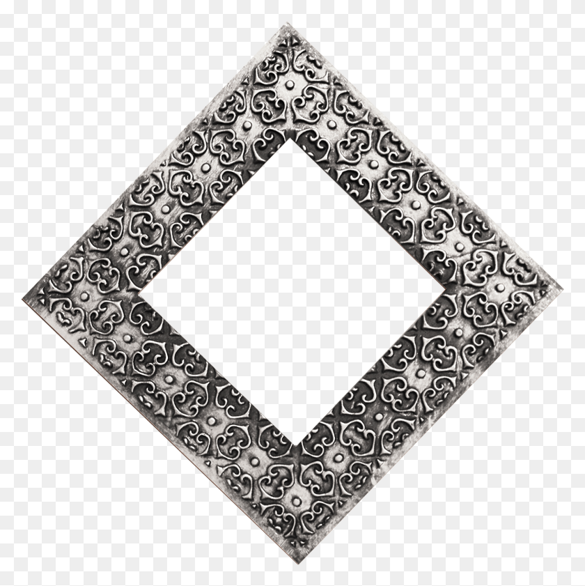 1271x1274 Ornate Silver Frame Image Triangle, Diamond, Gemstone, Jewelry HD PNG Download