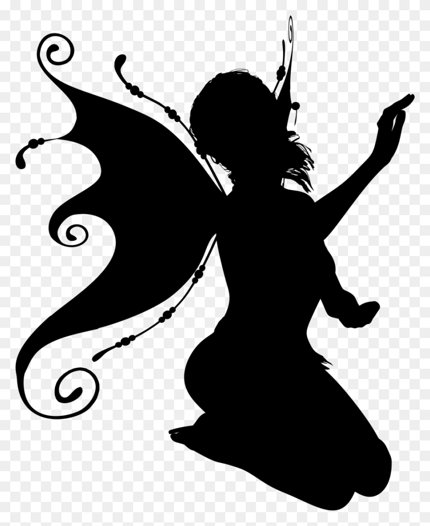 880x1092 Ornate Sitting Fairy Vector Clipart Fairy Fairy Silhouette, Gray, World Of Warcraft HD PNG Download