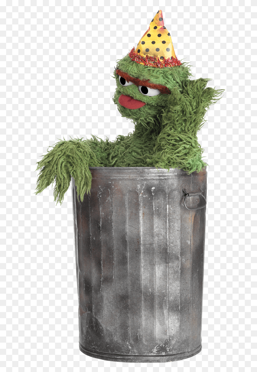 636x1156 Oscar The Grouch In A Party Hat Need We Say More Sesamestreet, Tin, Can, Toy HD PNG Download