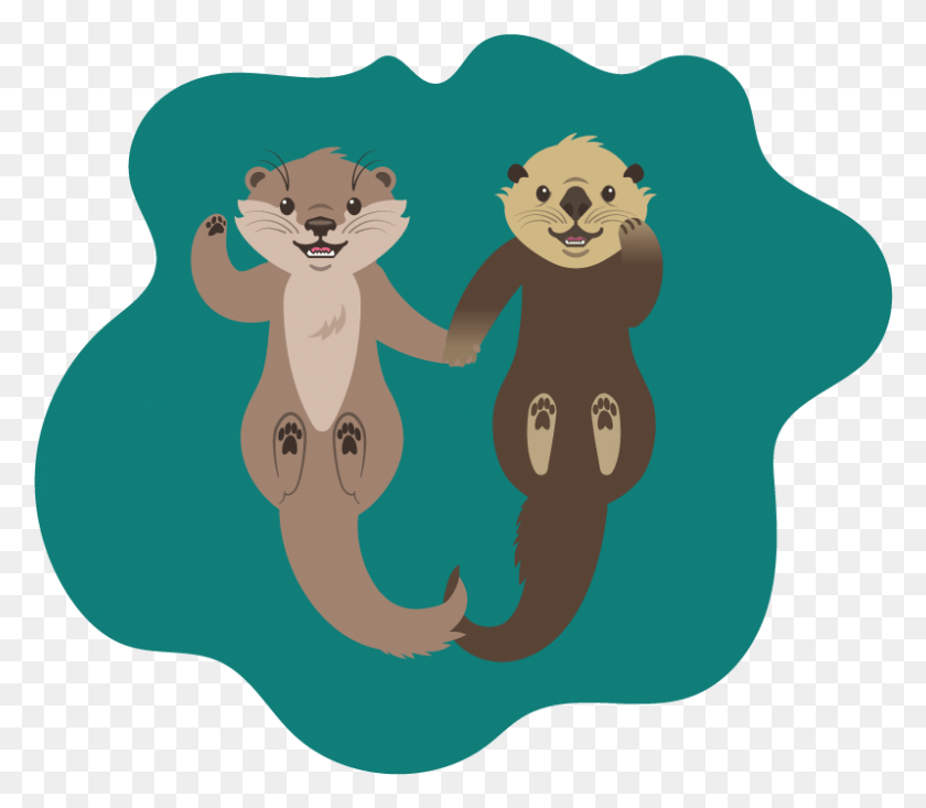 798x689 Otters Holding Hands Clipart Sea Otters Holding Hands, Mammal, Animal, Standing HD PNG Download