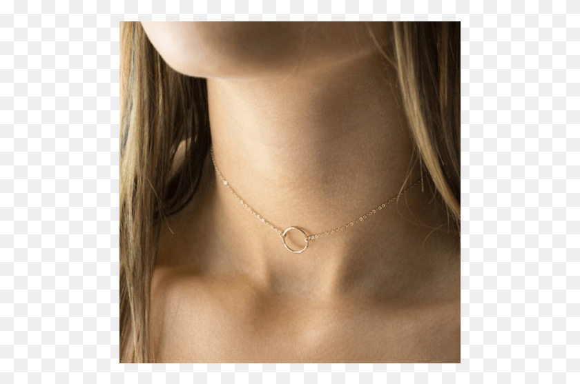 496x497 Our Selena Circle Chain Choker Necklace Consists Of Chain, Person, Human, Jewelry HD PNG Download