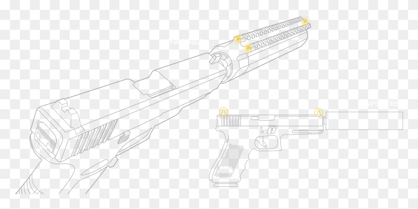 3852x1783 Our Suppressors Unique Split Rail Design Features Cqb Airsoft Gun, Weapon, Weaponry, Handgun HD PNG Download