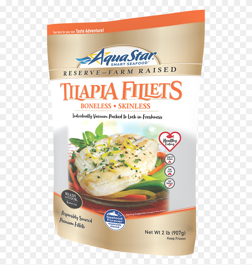 527x822 Our Sustainably Sourced Tilapia Has A Mild Flavor And Aqua Star Pollock Fillets, Food, Plant, Text HD PNG Download