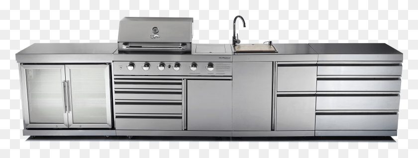 2913x966 Outdoor Kitchen Chefmaster Galley Series 4 Burner Bbq Outdoor Kitchen Bbq Galore, Oven, Appliance, Indoors HD PNG Download