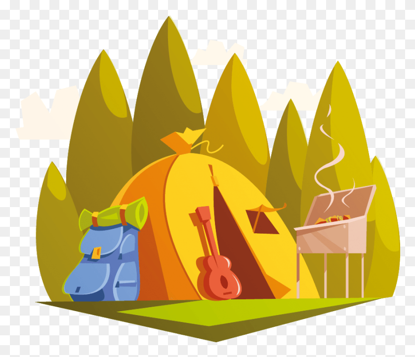 878x748 Outdoor Recreation Cartoon Hiking Camping Pohod Bez Fona, Outdoors, Nature, Text Descargar Hd Png