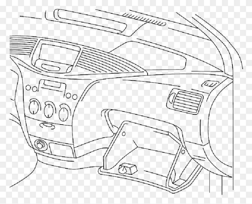 800x637 Outline Drawing Car Cartoon Inside Board Dash Drawing Of Car Dashboard, Vehicle, Transportation, Automobile HD PNG Download