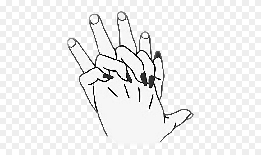 416x440 Outlines Outline Hold Hand Draw Hands Holding White Outline Of Hands Holding, Text, Finger, Number HD PNG Download