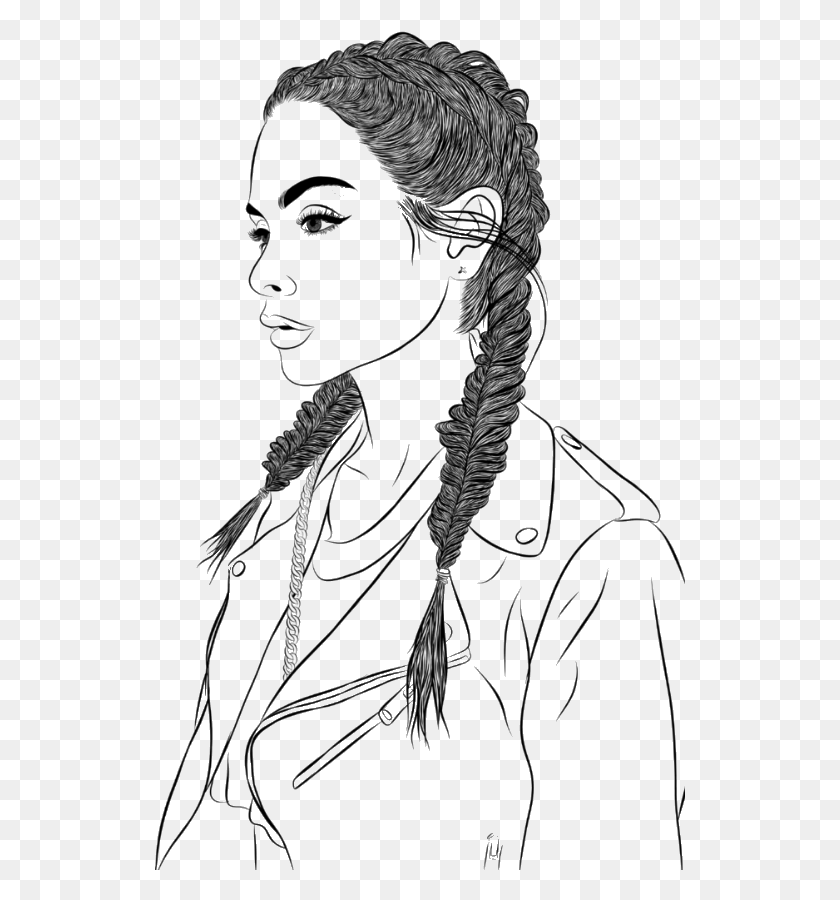 531x840 Outlines Transparent Girl Black Woman Drawing Ftesticke Transparent Line Art Girl, Person, Human, Face HD PNG Download