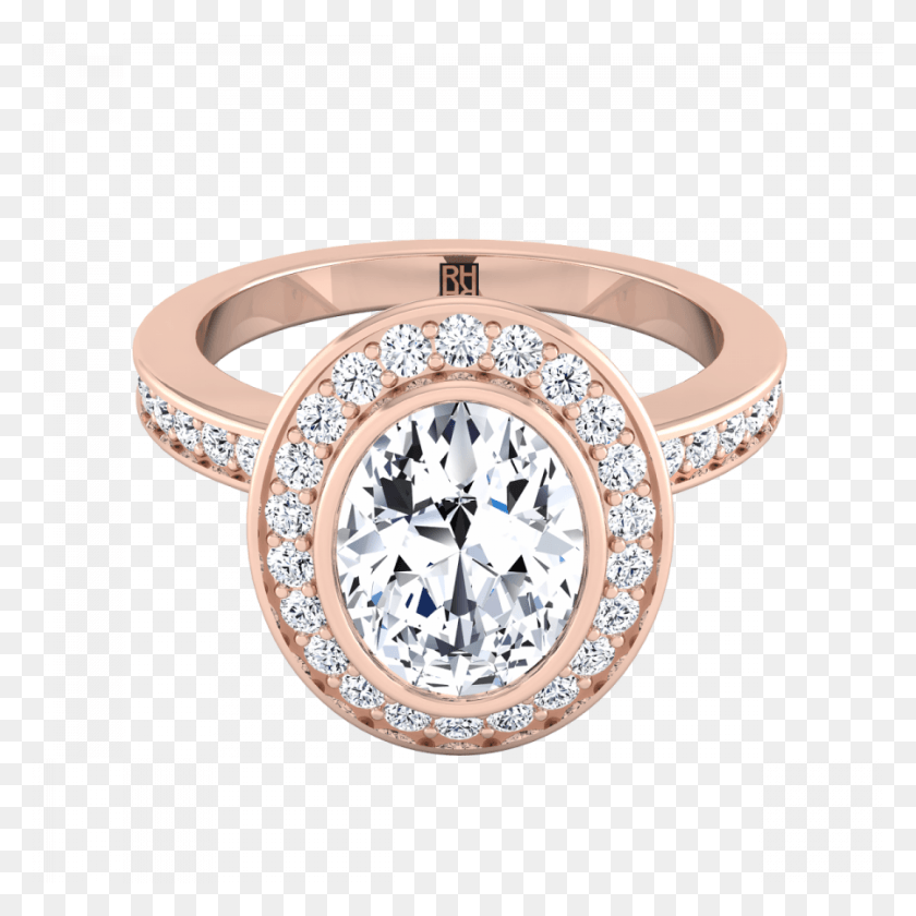900x900 Oval Bezel Set Diamond Halo Engagement Ring In 14K Engagement Ring, Accessories, Accessory, Jewelry Descargar Hd Png