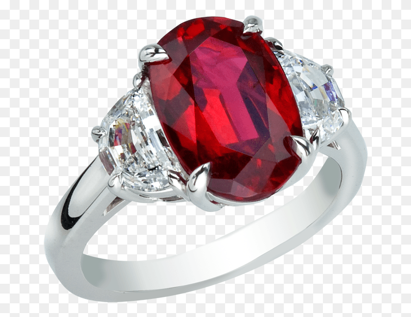 664x588 Oval Ruby Flanked With Half Moon Diamonds Platinum Pre Engagement Ring, Accessories, Accessory, Jewelry HD PNG Download