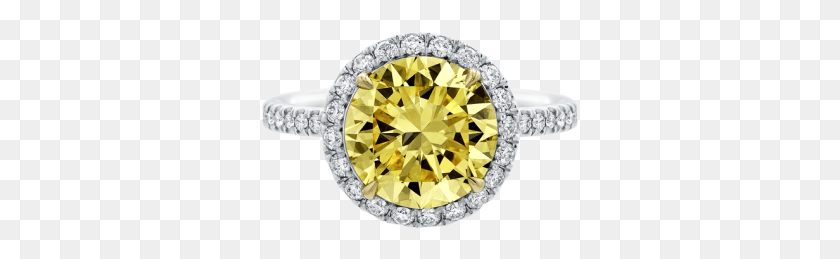 319x199 Oval Shaped Yellow Diamond Micropav Ring Engagement Ring, Gemstone, Jewelry, Accessories HD PNG Download