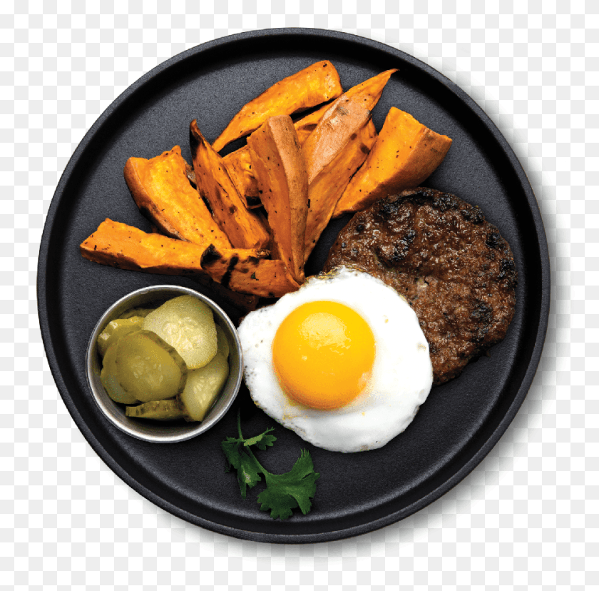 937x923 Over Easy Burger With Sweet Potato Egg And Chips, Food, Plant, Vase HD PNG Download