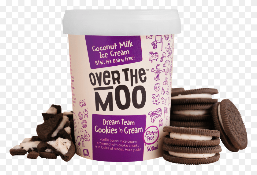 1976x1300 Over The Moo Styled Tubs Cookies N Cream Sandwich Cookies, Dessert, Food, Yogurt HD PNG Download