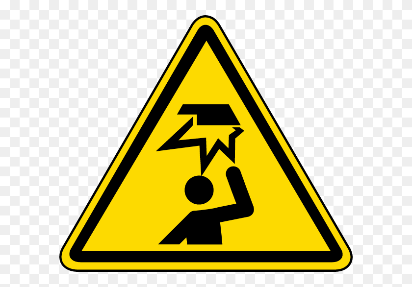 600x526 Overhead Obstacle Warning Label Risque Choc La Tte, Symbol, Road Sign, Sign HD PNG Download