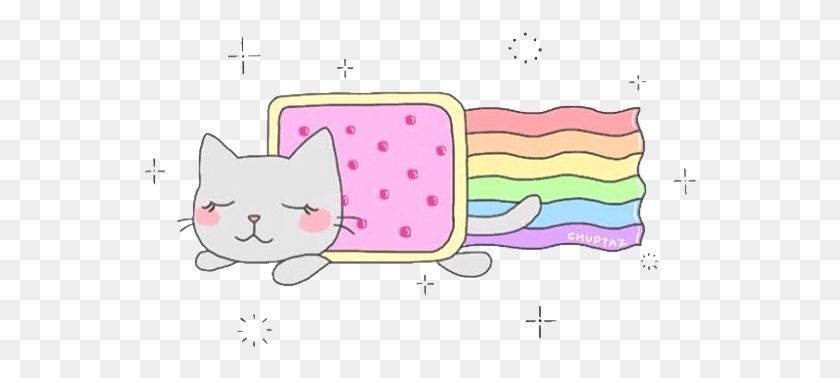 553x318 Overlay Cat Nyancat Space Sky Rainbow Tumblr Cartoon, Pencil Box HD PNG Download