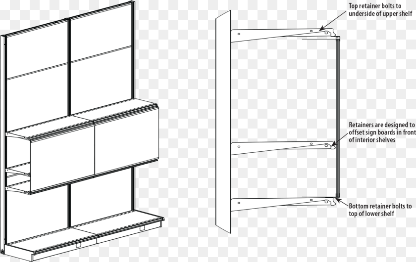 Oversized Signage Track System Shelf, Cabinet, Closet, Cupboard, Furniture PNG