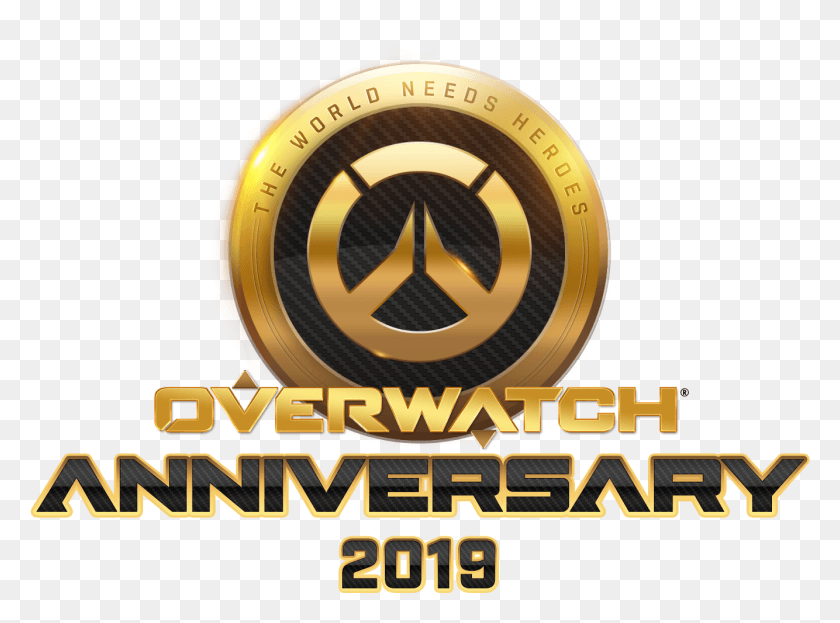 1334x964 Overwatch Anniversary Logo Emblem, Symbol, Gold, Trademark HD PNG Download
