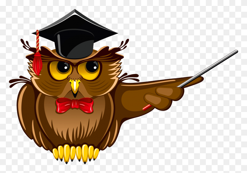 2777x1879 Owl Cartoon Teaching Gif, Label, Text, Costume HD PNG Download
