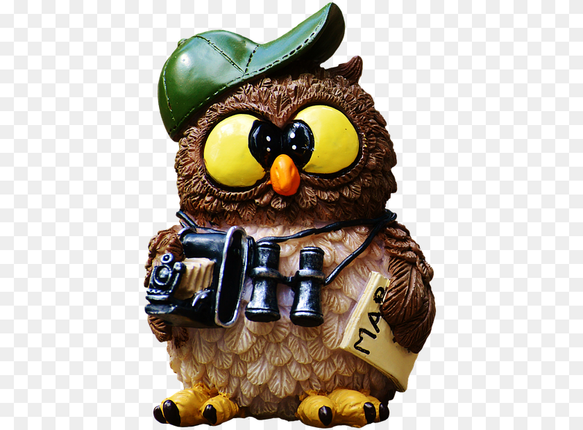 Owl With Binoculars, Figurine, Person Clipart PNG