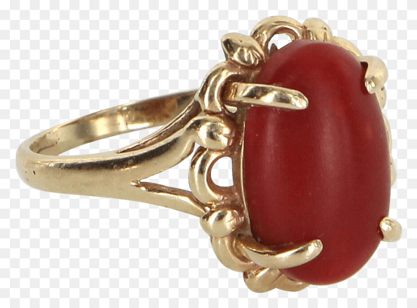 871x626 Ox Blood Red Coral Cocktail Ring Vintage 14 Karat Gold Pre Engagement Ring, Accessories, Accessory, Jewelry HD PNG Download