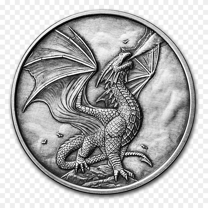 1461x1461 Oz Silver Antique Round Anne Stokes Dragons Round Anne Stokes, Coin, Money, Tattoo HD PNG Download