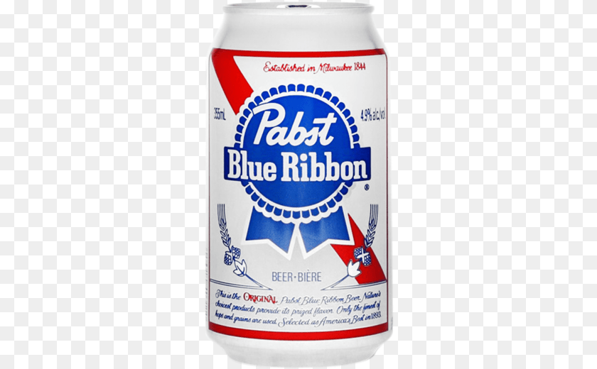Pabst Blue Ribbon Beer Can, Alcohol, Beverage, Lager, Food Clipart PNG