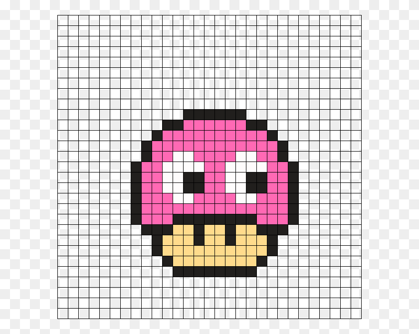 610x610 Descargar Png Pac Man Mushroom Perler Bead Pattern Pixel Art Champignon Mario, Juego, Número, Símbolo Hd Png