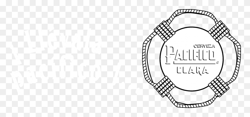 2193x941 Pacifico Clara Logo Black And White Circle, Label, Text, Hand HD PNG Download