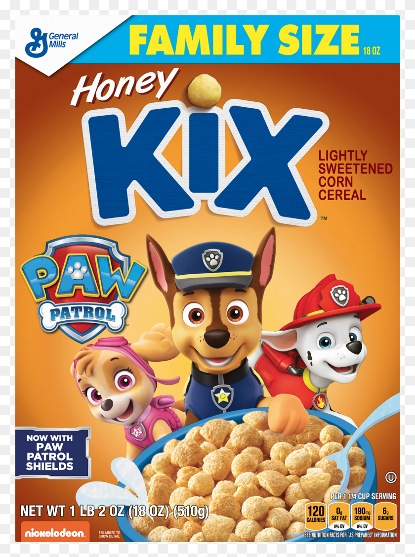 1316x1801 Paquete De Cereal De Desayuno Honey Kix Tamaño Familiar 18 Oz Cereal Kix De La Patrulla Canina, Anuncio, Cartel, Flyer Hd Png