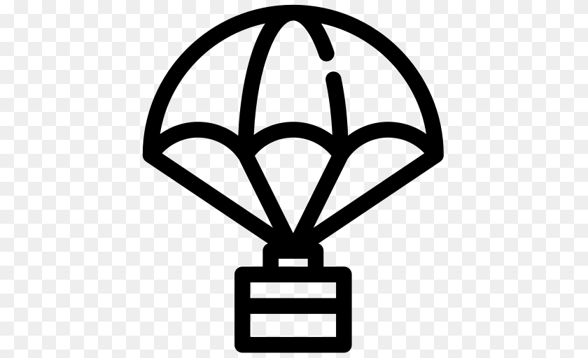 512x512 Package With Parachute Parachute Icon With And Vector Format, Gray Transparent PNG