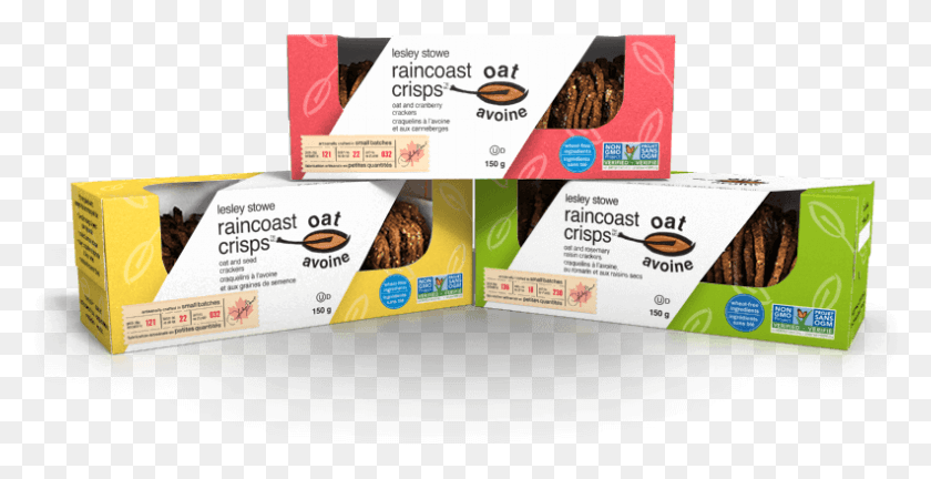 Packaging For Lesley Stowe Raincoast Oat Crisps Carton, Advertisement, Paper, Poster HD PNG Download