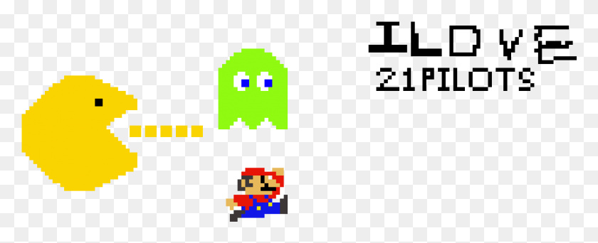 1441x521 Pacman И Mario 21 Pilots 8 Bit Mario, Pac Man Hd Png Скачать