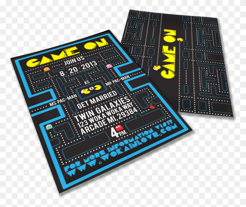 2874x2389 Pacman Convite De Casamento Nerd, Pac Man, Scoreboard, Electronic Chip HD PNG Download