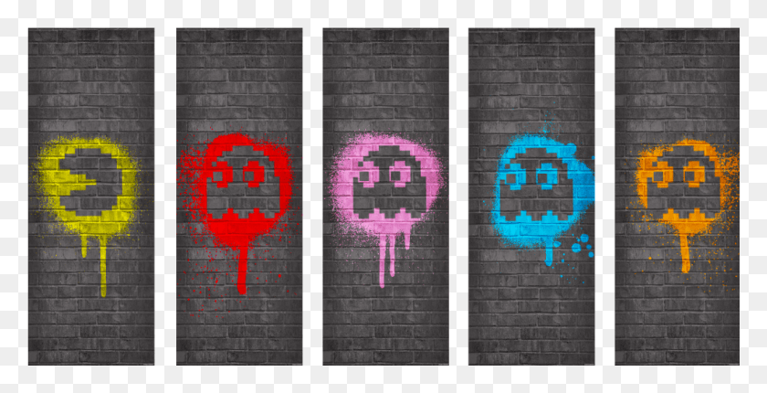 1052x500 Pacmanghost Tapestries Set5 Cross Stitch, Brick, Light, Security HD PNG Download
