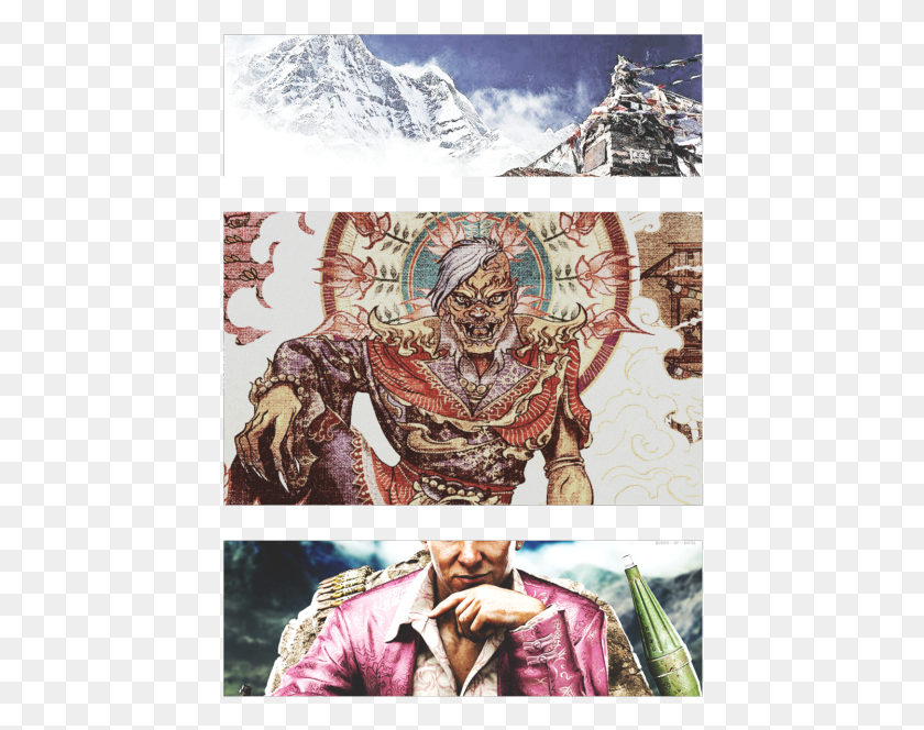 438x604 Pagan Min Kyrat Far Cry 4 Just A Simple Edit Myposts Prayer Flags And The Himalayan Mountain Annapurna, Person, Human, Collage HD PNG Download