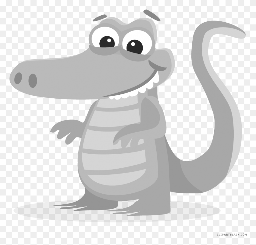 977x930 Page Of Clipartblack Com Free Black White Gator Clipart, Animal, Mammal, Wildlife HD PNG Download